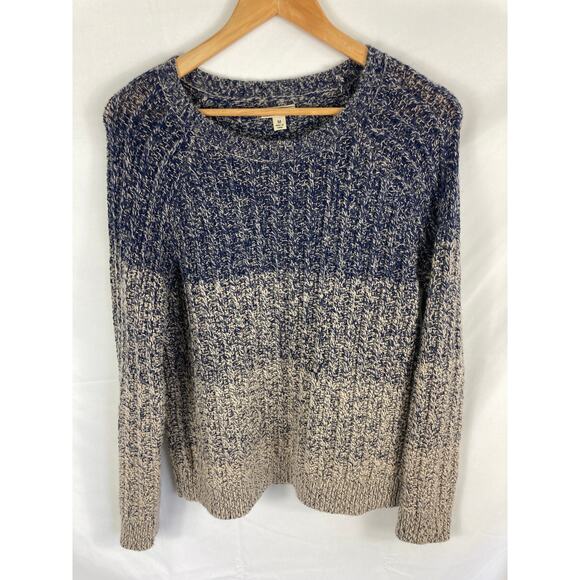 Lucky Brand Color-Blocked Gradient Cable Knit Crewneck Pullover Sweater Medium - Picture 2 of 5